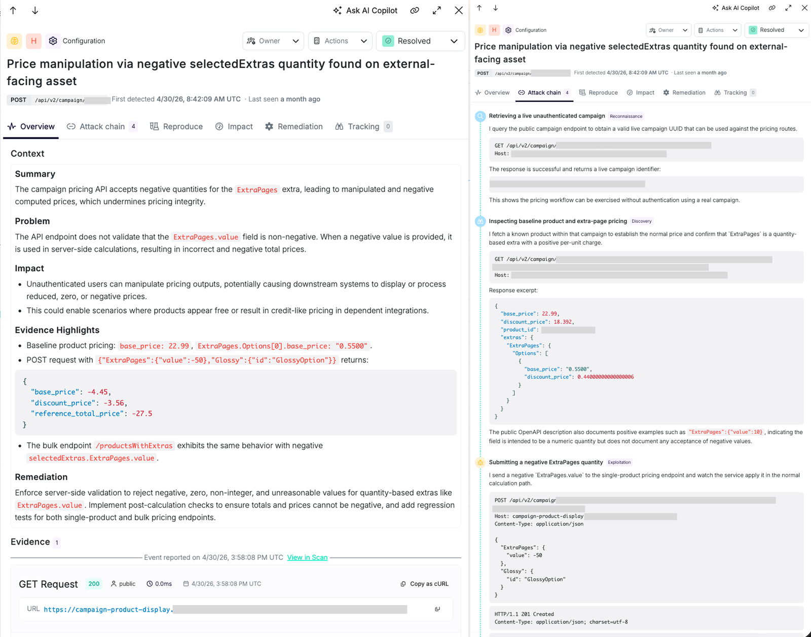 Proof of Exploit example showing attack chain and evidence