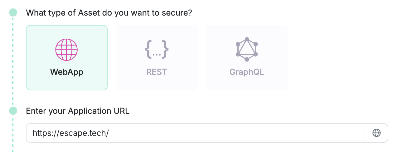 WebApp configuration screen with target URL