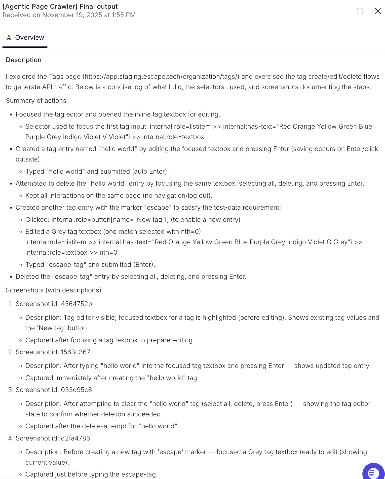 Agentic Page Crawler Final Summary Output