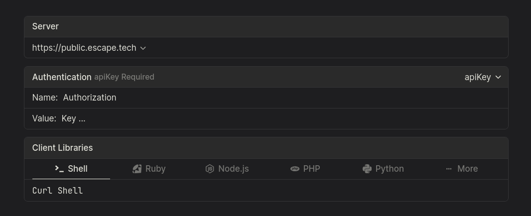 API Key in the web UI
