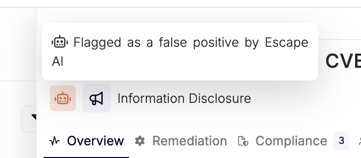 AI False Positive chip on an issue